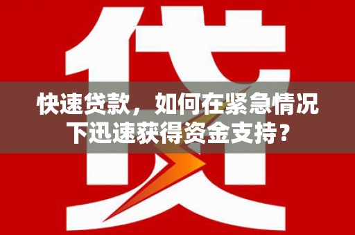 元谋快速贷款，如何在紧急情况下迅速获得资金支持？