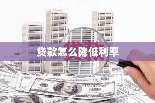 元谋贷款怎么降低利率