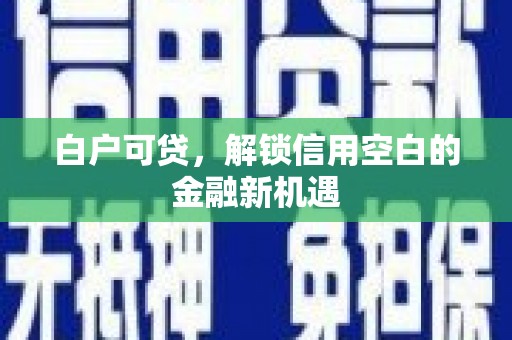 元谋白户可贷，解锁信用空白的金融新机遇