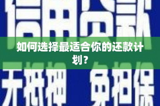 元谋如何选择最适合你的还款计划？