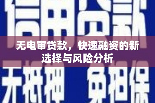 元谋无电审贷款，快速融资的新选择与风险分析