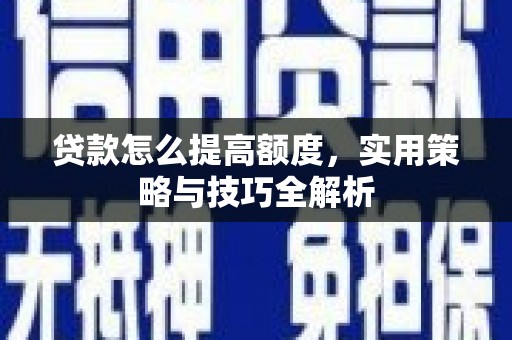 元谋贷款怎么提高额度，实用策略与技巧全解析