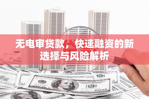 元谋无电审贷款，快速融资的新选择与风险解析