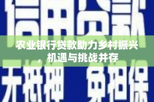 元谋农业银行贷款助力乡村振兴，机遇与挑战并存