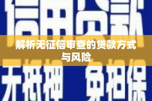 元谋解析无征信审查的贷款方式与风险